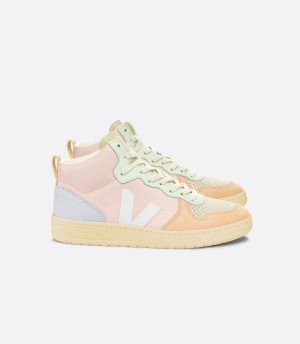Ψηλα Sneakers ανδρικα Veja V-15 δερματινα Petale ροζ καφε μπλε | AIG7571UF