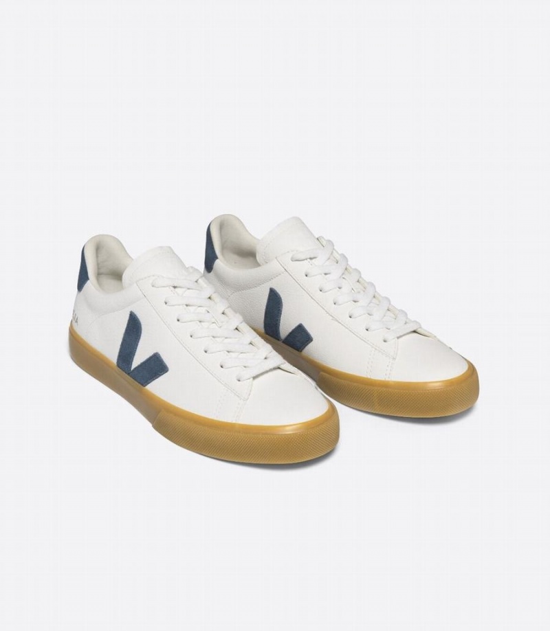 Χαμηλα Sneakers ανδρικα Veja Campo Chromefree δερματινα California ασπρα μπλε | MFC8355MT