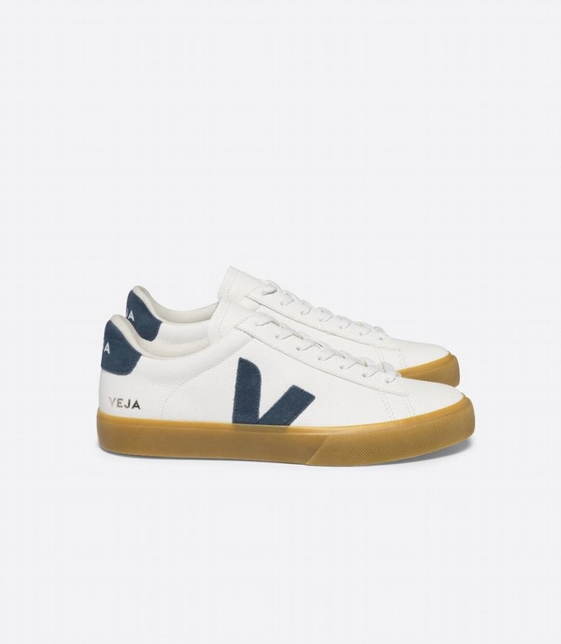 Χαμηλα Sneakers ανδρικα Veja Campo Chromefree δερματινα California ασπρα μπλε | MFC8355MT