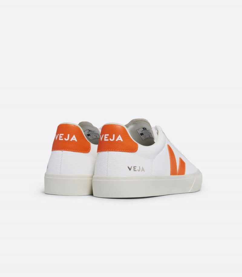 Χαμηλα Sneakers ανδρικα Veja Campo Chromefree δερματινα Fury ασπρα πορτοκαλι | FZD9665VV