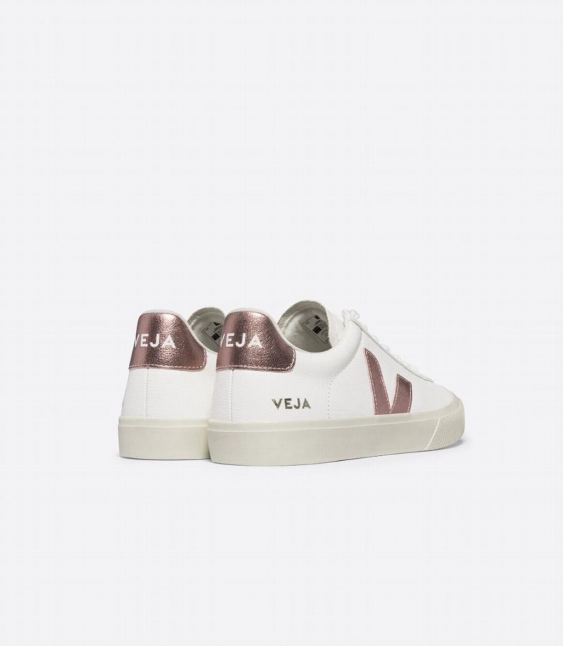 Χαμηλα Sneakers γυναικεια Veja Campo Chromefree δερματινα Nacre ασπρα ροζ | SXO68MS