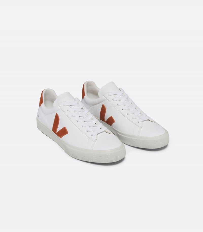 Χαμηλα Sneakers ανδρικα Veja Campo Chromefree δερματινα ασπρα καφε | CFV8168RD