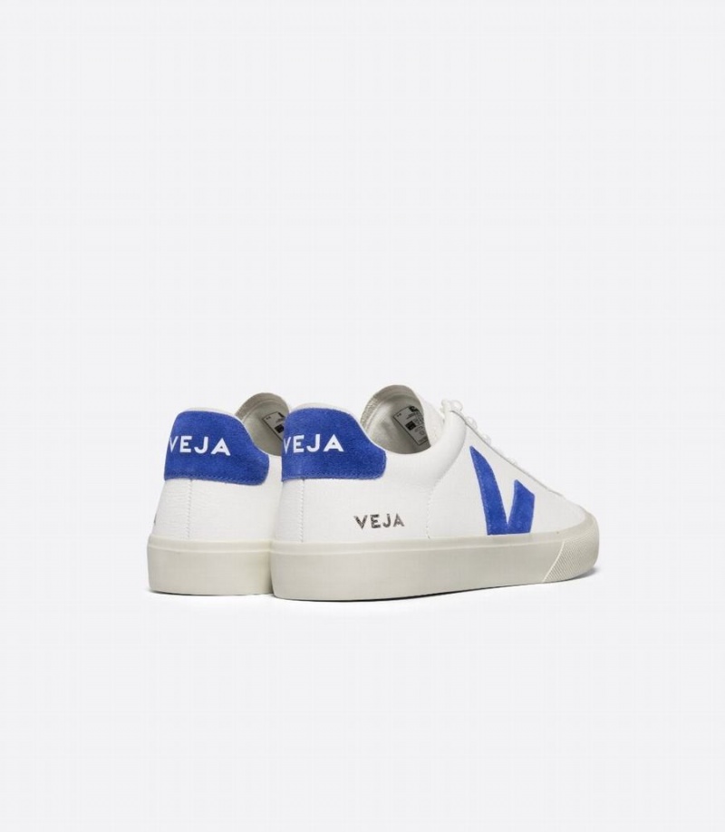 Χαμηλα Sneakers γυναικεια Veja Campo Chromefree δερματινα ασπρα μπλε | JJZ9164BD