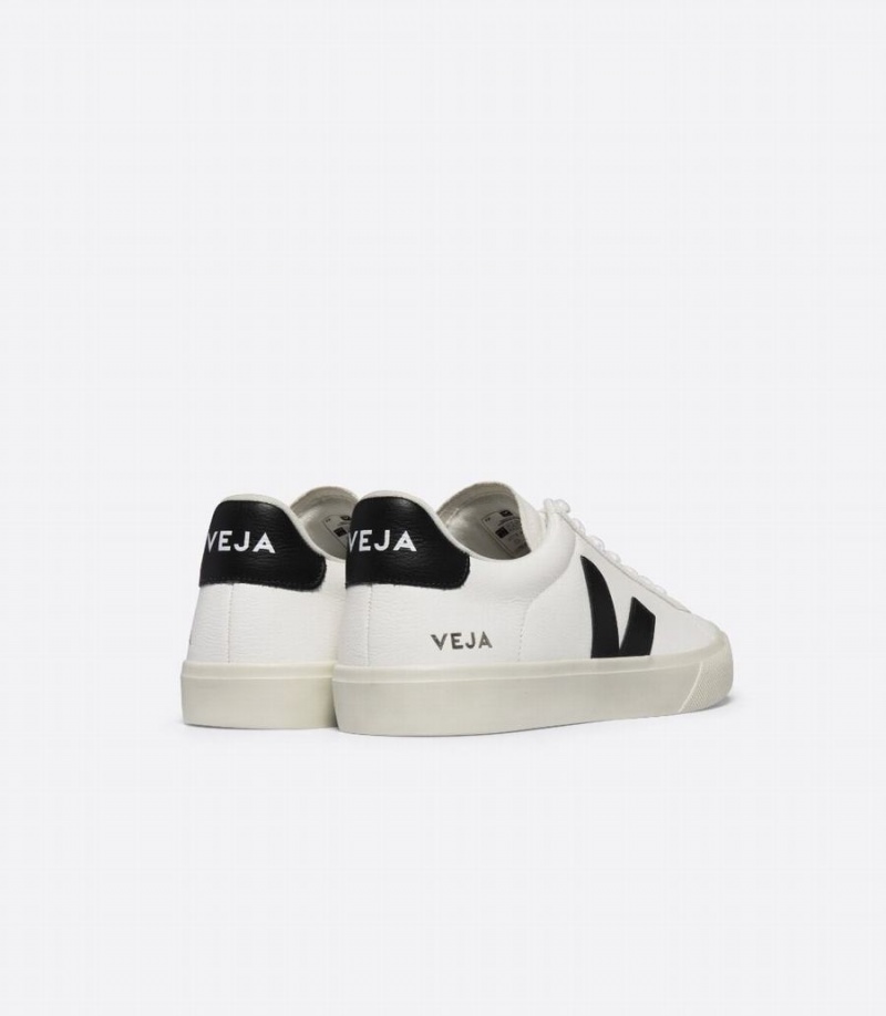 Χαμηλα Sneakers ανδρικα Veja Campo Chromefree δερματινα ασπρα μαυρα | LRZ966HE