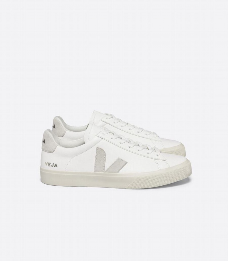 Χαμηλα Sneakers γυναικεια Veja Campo Chromefree δερματινα ασπρα γκρι | SAS7915BO