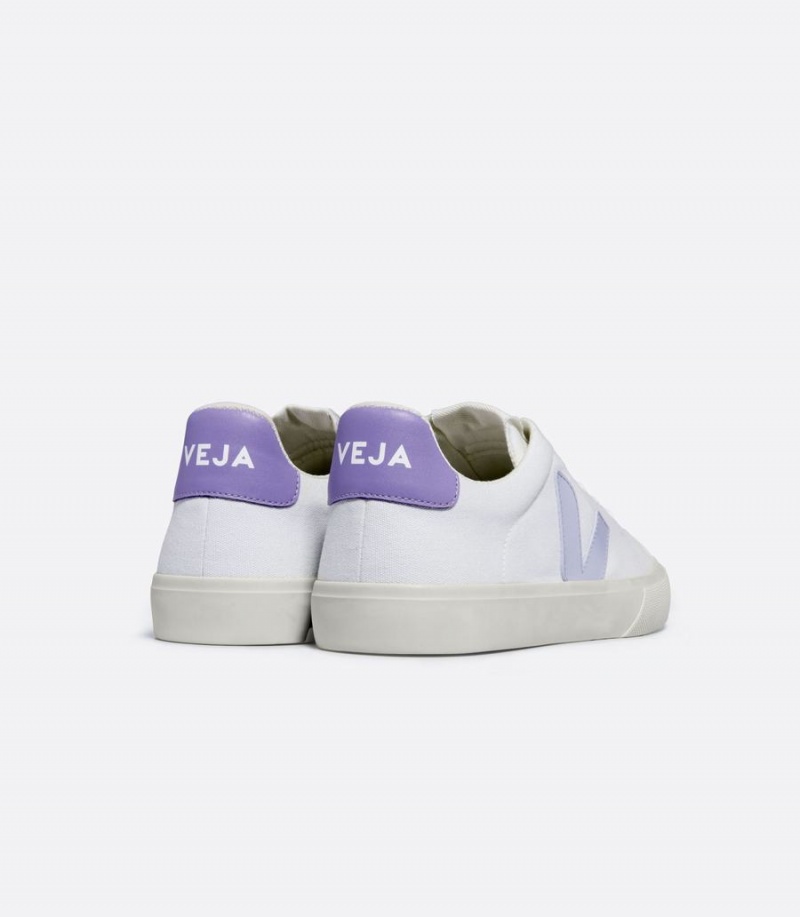 Χαμηλα Sneakers ανδρικα Veja Campo καμβα Swan ασπρα μωβ | GEA119IA