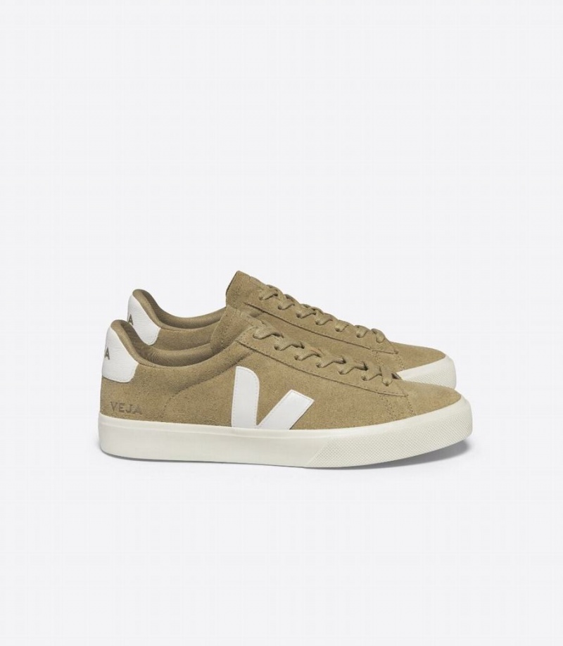 Χαμηλα Sneakers γυναικεια Veja Campo σουετ καφε ασπρα | PMM7367NU
