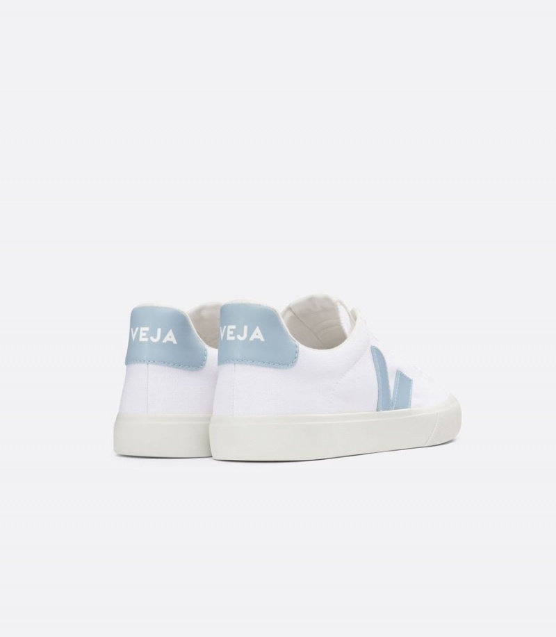 Χαμηλα Sneakers γυναικεια Veja Campo καμβα ασπρα μπλε | YAP8946EM