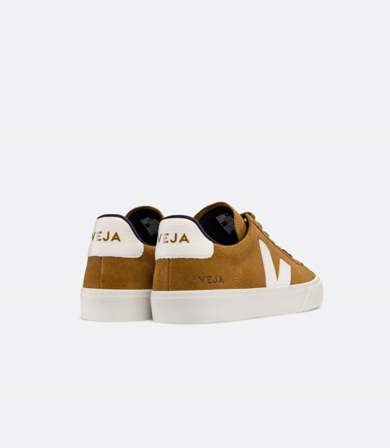 Χαμηλα Sneakers γυναικεια Veja Campo σουετ σκούρο καφε ασπρα | HNP6930JA