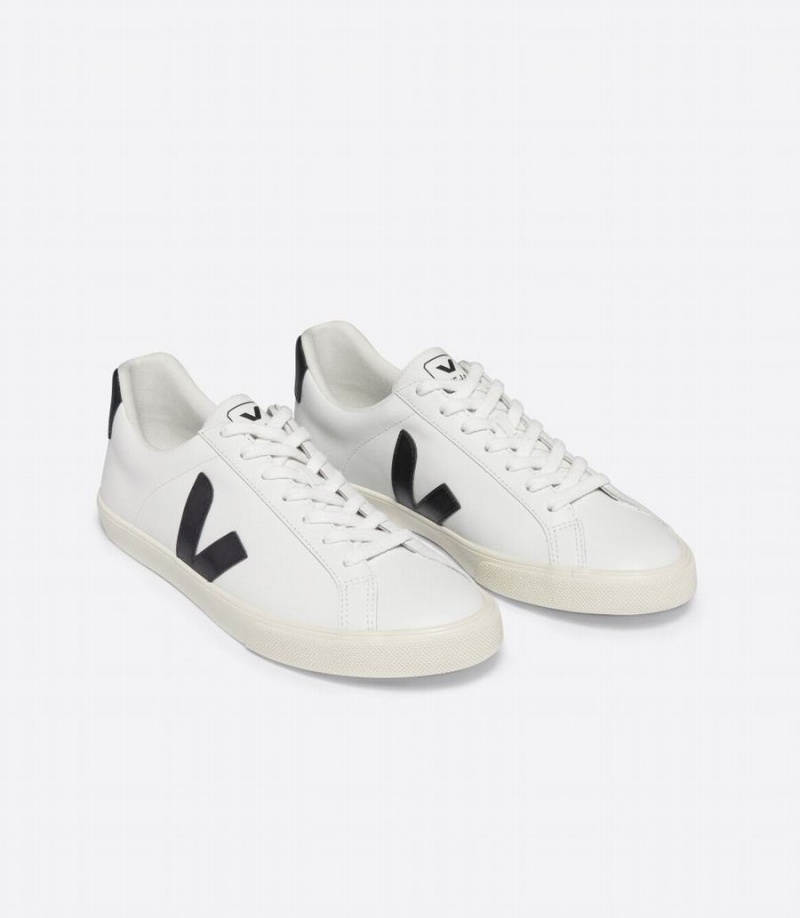 Χαμηλα Sneakers ανδρικα Veja Esplar δερματινα ασπρα μαυρα | ELI4237MY