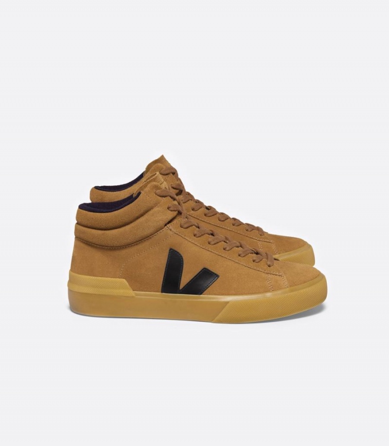 Ψηλα Sneakers ανδρικα Veja Minotaur σουετ καφε μαυρα | ZZY928PA