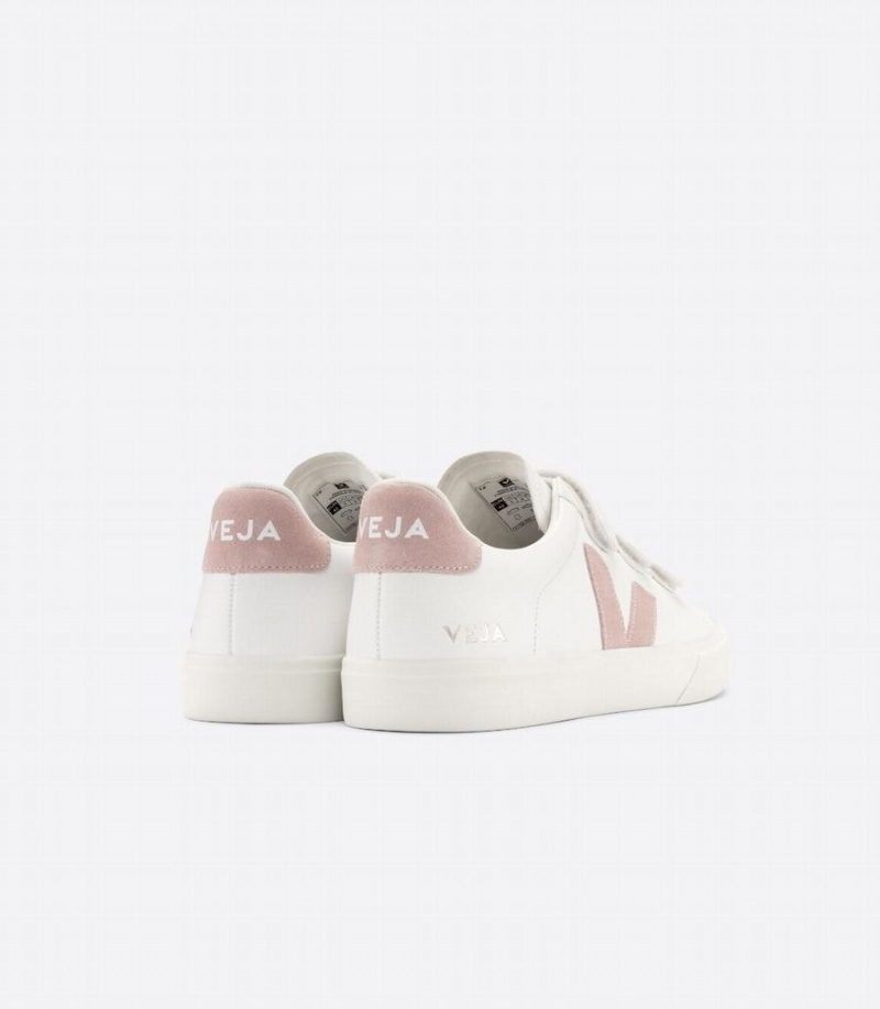 Χαμηλα Sneakers γυναικεια Veja Recife Chromefree δερματινα Babe ασπρα ροζ | YHF6395GK