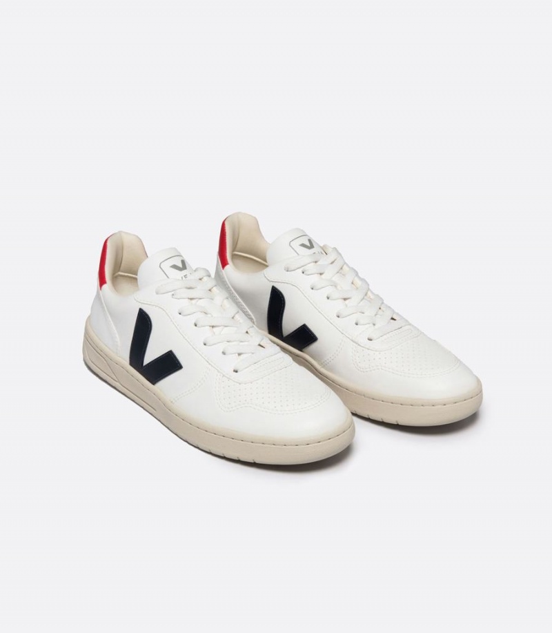 Χαμηλα Sneakers ανδρικα Veja V-10 Cwl Βάρκας Pekin ασπρα κοκκινα μαυρα | GRF8456OA