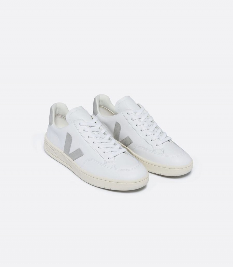 Χαμηλα Sneakers ανδρικα Veja V-12 δερματινα ασπρα ανοιχτο γκρι | JTY6998NK
