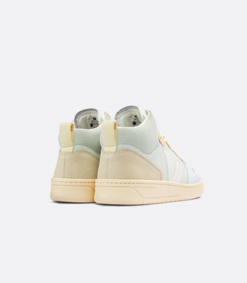 Ψηλα Sneakers ανδρικα Veja V-15 σουετ Jade πρασινο μπλε ασπρα | JXW801CY
