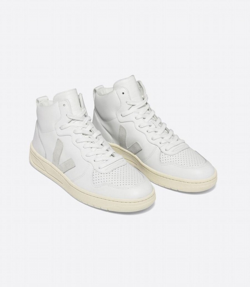Ψηλα Sneakers γυναικεια Veja V-15 δερματινα ασπρα | CLH8532KI