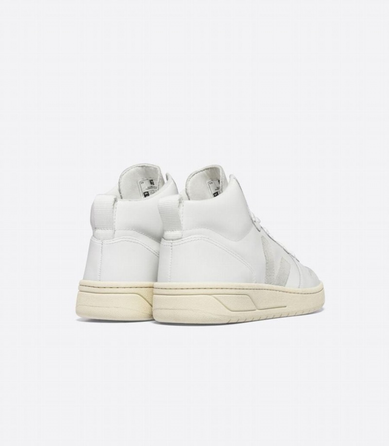 Ψηλα Sneakers γυναικεια Veja V-15 δερματινα ασπρα | CLH8532KI