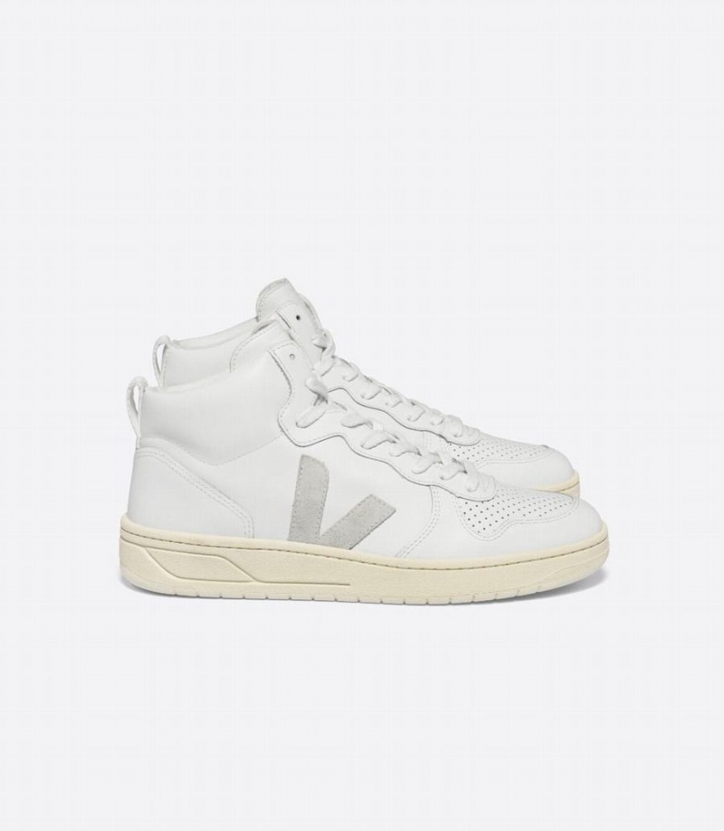 Ψηλα Sneakers γυναικεια Veja V-15 δερματινα ασπρα | CLH8532KI