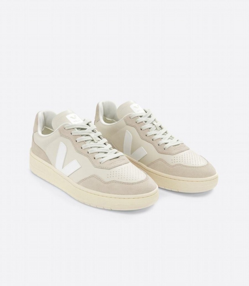 Χαμηλα Sneakers γυναικεια Veja V-90 δερματινα ασπρα Μπεζ | DBW4249VN