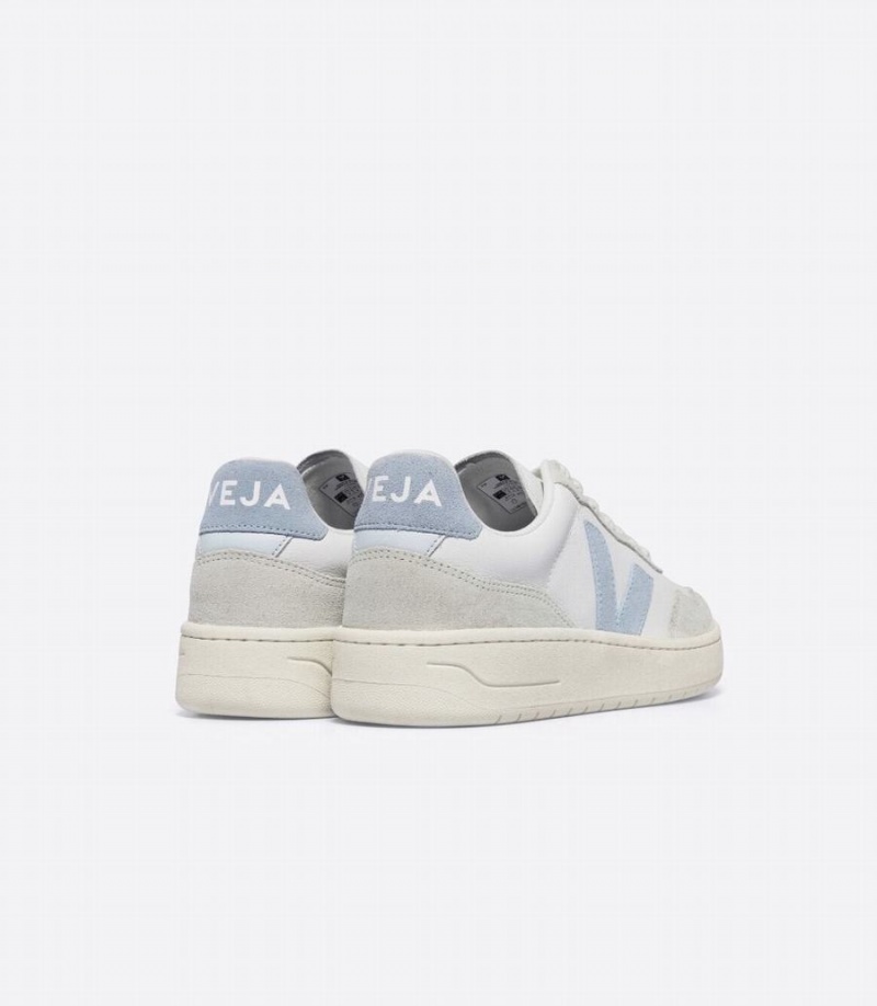 Χαμηλα Sneakers ανδρικα Veja V-90 δερματινα ασπρα γκρι μπλε | QLT540VE
