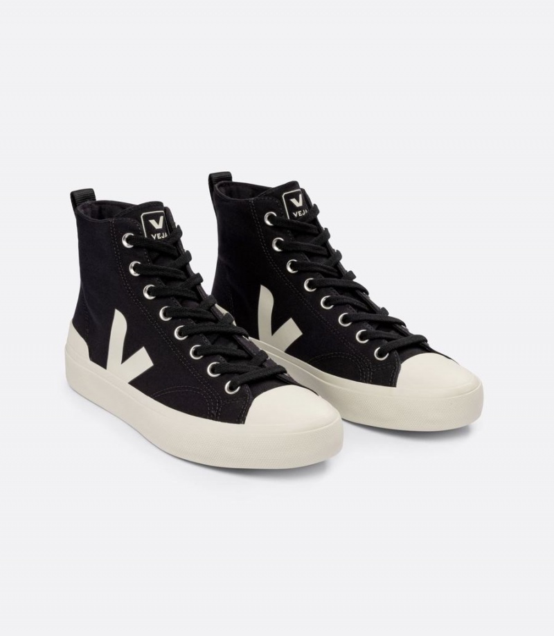 Ψηλα Sneakers γυναικεια Veja Wata II καμβα μαυρα | QWE3916YJ